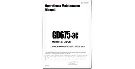 GD675-3 (SN: 51001-51300) Motor Graders (Japan) Operate and Maintenance manual (SEAD038003)