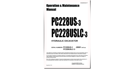 PC228US-3 and PC228USLC-3 (SN: 20001-30000) Crawler Excavators (Japan) Operate and Maintenance manual (SEAD039401)