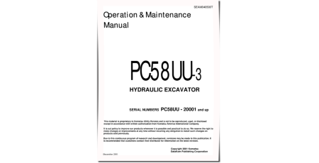 PC58UU-3 (SN: 20001-20376) Crawler Excavators (Japan) Operate and Maintenance manual (SEAD040500)