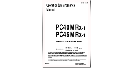 PC40MRX-1 (SN:03938-05500), PC45MRX-1 (SN:02042-03000) Crawler Excavators (Japan) Operate and Maintenance manual (SEAD043000)