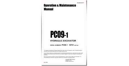 PC09-1 (SN: 10731-12000) Crawler Excavators (Japan) Operate and Maintenance manual (SEAD044502)