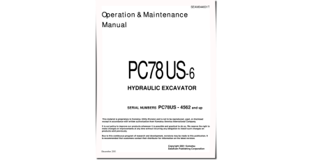 PC78US-6 (SN: 04562-05500) Crawler Excavators (Japan) Operate and Maintenance manual (SEAD044601)
