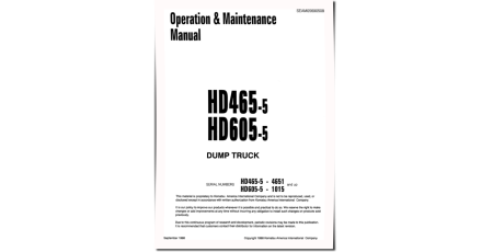 HD465-5 (SN: 04651-04762), HD605-5 (SN: 01015-01072) Rigid Dump Trucks (Japan) Operate and Maintenance manual (SEAD05690508)