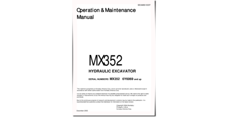 MX352 (SN from 6Y6089) Compact Excavators (Japan) Operate and Maintenance manual (SEAD061600)