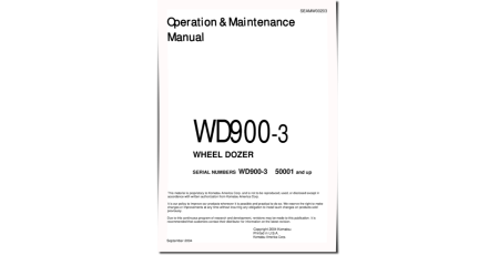 WD900-3 (SN from 50001) Wheeled Dozers (Japan) Operate and Maintenance manual (SEADW00203)