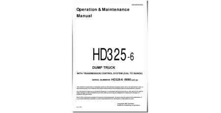 HD325-6 (SN: 05680-06000) Rigid Dump Truck Transmission Control System Operate and Maintenance manual (SEADW00500)