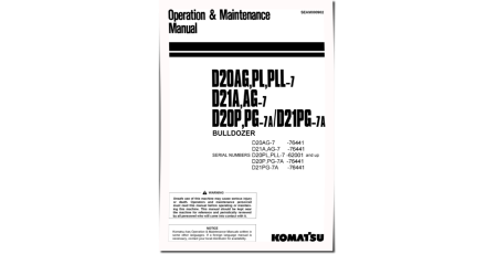 D20AG-7, D20P(G)-7, D20PL(L)-7, D21A(G)-7, D21PG-7A Crawler Dozers (Japan) Operate and Maintenance manual (SEAM000902)
