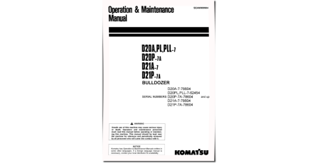 D20A-7, D20P-7, D21A-7 and D21P-7 Crawler Dozers (Japan) Operate and Maintenance manual (SEAM000904)