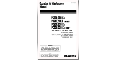 PC200(LC)-6, PC210(LC)-6, PC220(LC)-6, PC230(LC)-6 Crawler Excavators Operate and Maintenance manual (SEAM002405)