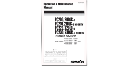 PC200(LC)-6, PC210(LC)-6, PC220(LC)-6, PC230(LC)-6 Crawler Excavators Operate and Maintenance manual (SEAM002407)