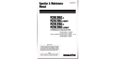 PC200(LC)-6, PC210(LC)-6, PC220(LC)-6, PC230(LC)-6 Crawler Excavators Operate and Maintenance manual (SEAM002410T)