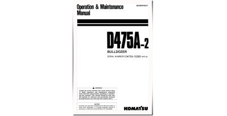 D475A-2 (SN from 10365) Crawler Dozers (Japan) Operate and Maintenance manual (SEAM007603T)