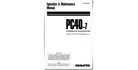 PC40-7 (SN from 24995) Crawler Excavators (Japan) Operate and Maintenance manual (SEAM009502T)