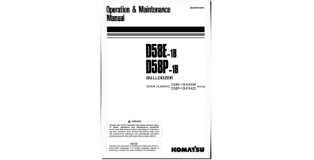 D58E-1 (SN from 82458) and D58P-1 (SN from 81424) Crawler Dozers (Japan) Operate and Maintenance manual (SEAM010601)