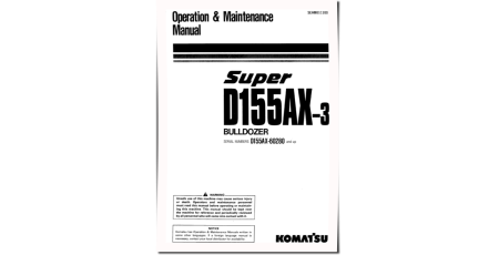 D155AX-3 (SN from 60280) Crawler Dozers (Japan) Operate and Maintenance manual (SEAM011100)