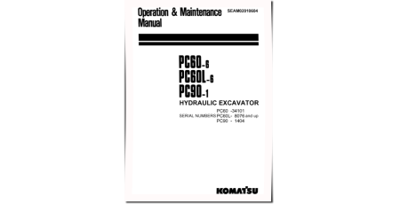 PC60-6 (SN:34101-), PC60L-6 (SN:08076-), PC90-1 (SN:01404-) Crawler Excavators Operate and Maintenance manual (SEAM02010604)