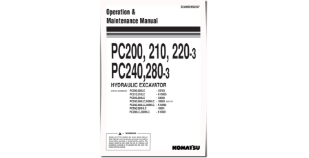 PC200(LC)-3,PC210(LC)-3,PC220(LC)-3,PC240(LC,NLC)-3,PC280(N)LC-3 Crawler Excavator Operate&Maintenance manual (SEAM02050307)