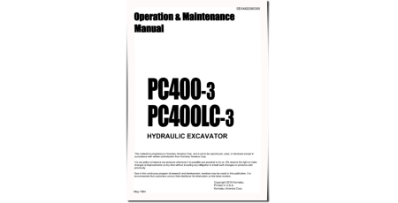 PC400-3 (SN:12272-), PC400LC-3 (SN:12272-;A12241-) Crawler Excavators Operate and Maintenance manual (SEAM02080305)