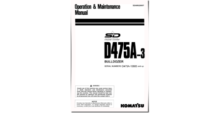 Super Dozer D475A-3 (SN from 10685) Crawler Dozers (Japan) Operate and Maintenance manual (SEAM022005T)