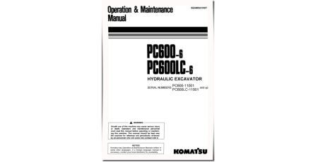PC600-6 and PC600LC-6 (SN: 11001-11063) Crawler Excavators (Japan) Operate and Maintenance manual (SEAM022108T)