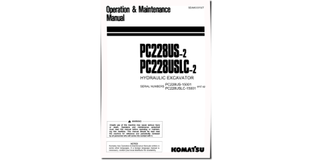 PC228US-2 and PC228USLC-2 (SN from 15001) Crawler Excavators (Japan) Operate and Maintenance manual (SEAM033702T)