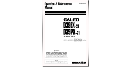 D39EX-21 (SN:01201-01500), D39PX-21 (SN:01209-01500) Crawler Dozers (Japan) Operate and Maintenance manual (SEAM040203T)