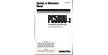 PC58UU-3 (SN: 22001-22300) Crawler Excavators (Japan) Operate and Maintenance manual (SEAM040504T)