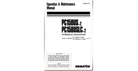 PC158US-2 and PC158USLC-2 (SN from 10001) Crawler Excavators (Japan) Operate and Maintenance manual (SEAM045102T)