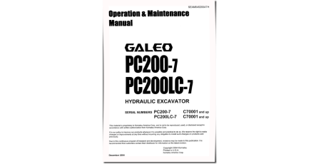 PC200-7 and PC200LC-7 (SN from C70001) Crawler Excavators Operate and Maintenance manual (SEAM045200ATH)