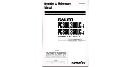 PC300-7,PC300LC-7(SN:40001-45000), PC350-7,PC350LC-7(SN:20001-25000) Crawler Excavator Operate&Maintenance manual (SEAM046000T)
