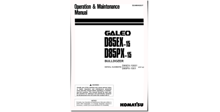 D85EX-15 (SN:10001-10249), D85PX-15 (SN:01001-01108) Crawler Dozers (Japan) Operate and Maintenance manual (SEAM049203T)