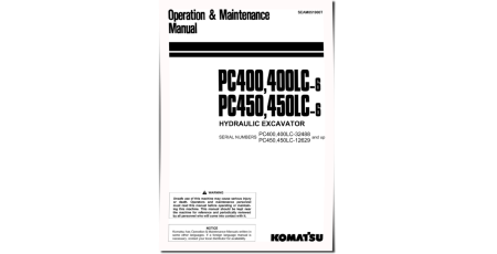 PC400LC-6 (SN from 32488), PC450LC-6 (SN from 12629) Crawler Excavators (Japan) Operate and Maintenance manual (SEAM051900T)