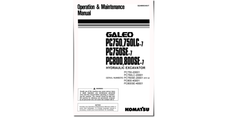 PC750-7,PC750LC-7,PC750SE-7(SN:20001-), PC800-7,PC800SE-7(SN:40001-) Crawler Excavator Operate&Maintenance manual (SEAM053403T)