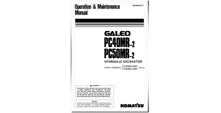 PC40MR-2 (SN:08001-08771), PC50MR-2 (SN:05001-05586) Crawler Excavators (Japan) Operate and Maintenance manual (SEAM055301T)