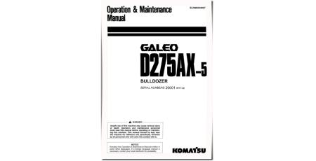 D275AX-5 (SN: 20001-20163) Crawler Dozers (Japan) Operate and Maintenance manual (SEAM055900T)