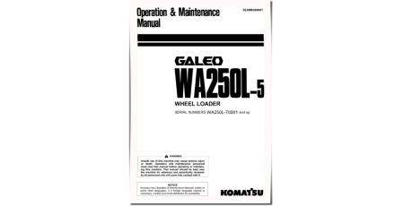 WA250L-5 (SN: 70001-70024) 4WD Wheeled Loaders (Japan) Operate and Maintenance manual (SEAM056900T)