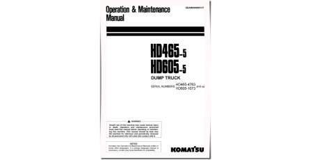 HD465-5 (SN from 04763), HD605-5 (SN from 01073) Rigid Dump Trucks (Japan) Operate and Maintenance manual (SEAM05690513T)