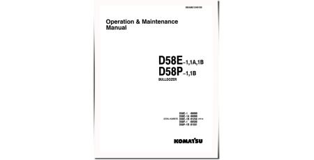 D58E-1, D58E-1A, D58E-1B, D58P-1 and D58P-1B Crawler Dozers (Japan) Operate and Maintenance manual (SEAMU1340105)