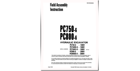 PC750(SE)-6,PC750LC-6 (SN:10001-11000), PC800(SE)-6 (SN:30001-31000) Crawler Excavators Field Assembly Manual (SEAWD00800)