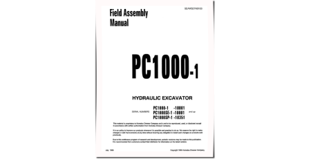 PC1000-1, PC1000LC-1 and PC1000SE-1 Crawler Excavators (Japan) Field Assembly Manual (SEAWD021N0103)