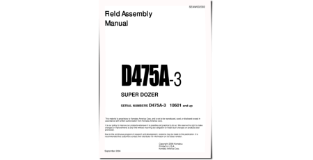 D475A-3 (SN from 10601) Crawler Dozers (Japan) Field Assembly Manual (SEAWD02302)