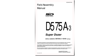 Super Dozer D575A-3 (SN from 10101) Crawler Dozers (Japan) Field Assembly Manual (SEAWD02700)