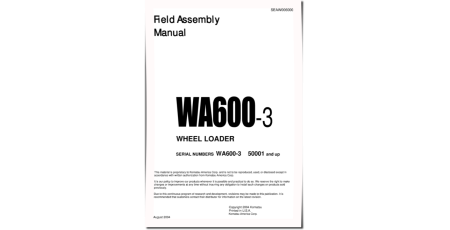 WA600-3 (SN from 50001) 4WD Wheeled Loaders (Japan) Field Assembly Manual (SEAWD06000)