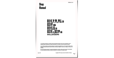 D31E-20, D31P-20, D31PL-20, D31PLL-20, D31Q-20, D31S-20, D37E-5(A) Crawler Dozers (Japan) Workshop Manual (SEBD001007)