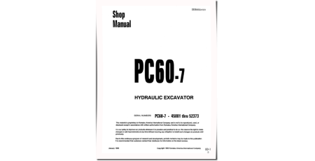 PC60-7 (SN: 45001-52373) Crawler Excavators (Japan) Workshop Manual (SEBD004101)