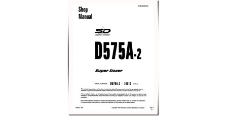 Super Dozer D575A-2 (SN from 10012) Crawler Dozers (Japan) Workshop Manual (SEBD006506)