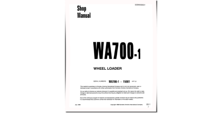 WA700-1 (SN from 15001) and WA700-1-L (SN from A20001) 4WD Wheeled Loaders Workshop Manual (SEBM009501)