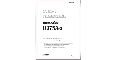D375A-3 (SN: 17501-17735) Crawler Dozers (Japan) Workshop Manual (SEBD016104)