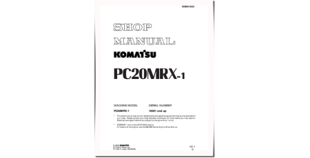 PC20MRX-1 (SN from 10001) Crawler Excavators (Japan) Workshop Manual (SEBD016602)