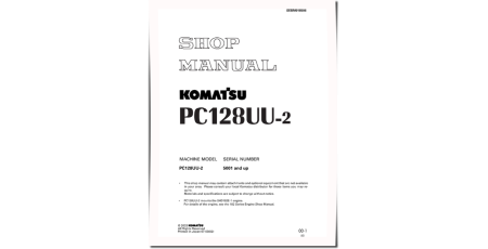 PC128UU-2 (SN from 05001) Crawler Excavators (Japan) Workshop Manual (SEBD018506)